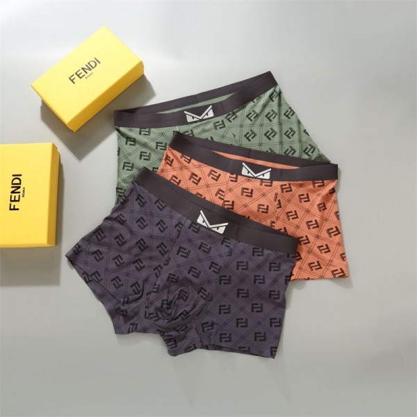 ブランド FENDI ボクサーパンツ メンズ フェンディ 下着 前閉じ 抗菌防臭 吸汗 吸水速乾 通気性 カラフル 綿 ローライズ 3枚セット L - 3XL