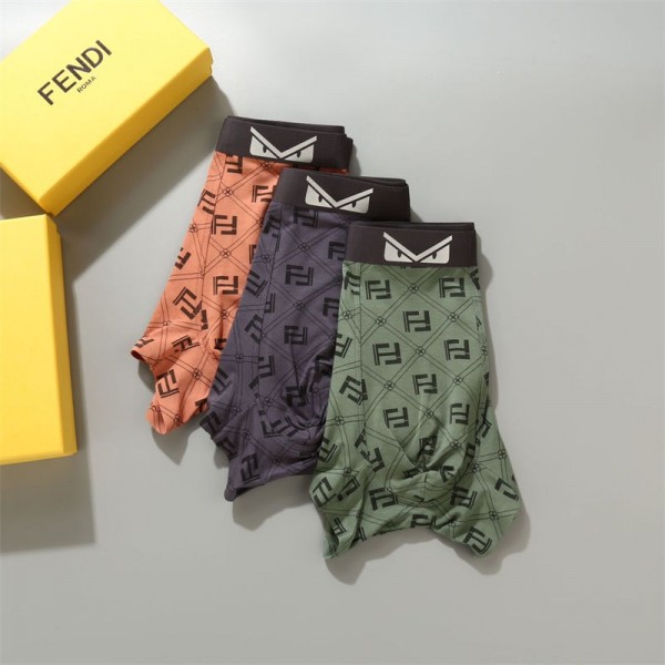 ブランド FENDI ボクサーパンツ メンズ フェンディ 下着 前閉じ 抗菌防臭 吸汗 吸水速乾 通気性 カラフル 綿 ローライズ 3枚セット L - 3XL
