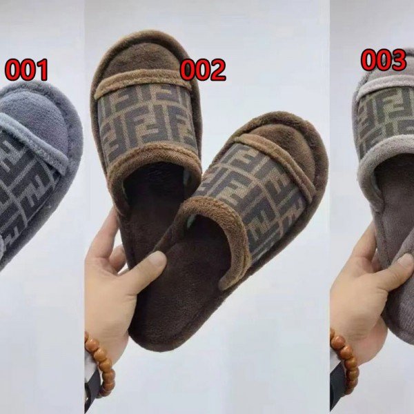 Fendi フェンディハイブランドもこもこルームシューズ メンズ ファー ボア ふわふわ スリッパ 滑り止め 室内履き 240 ¬275cm サンダル あったかい 秋冬 かわいい お家用 男女兼用