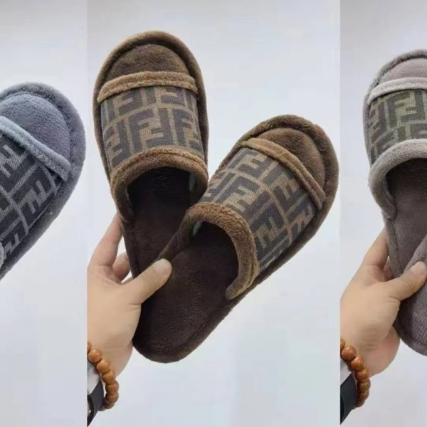 Fendi フェンディハイブランドもこもこルームシューズ メンズ ファー ボア ふわふわ スリッパ 滑り止め 室内履き 240 ¬275cm サンダル あったかい 秋冬 かわいい お家用 男女兼用