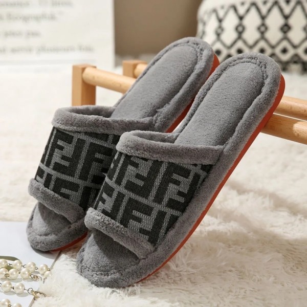 Fendi フェンディハイブランドもこもこルームシューズ メンズ ファー ボア ふわふわ スリッパ 滑り止め 室内履き 240 ¬275cm サンダル あったかい 秋冬 かわいい お家用 男女兼用