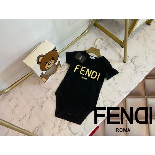 フェンディ Fendi ブランド夏 ベビー服 ロンパース 半袖 カバーオール 薄手 コットン 肌着 赤ちゃん服 パジャマ 普通着 男の子 女の子 可愛い 59¬90cm