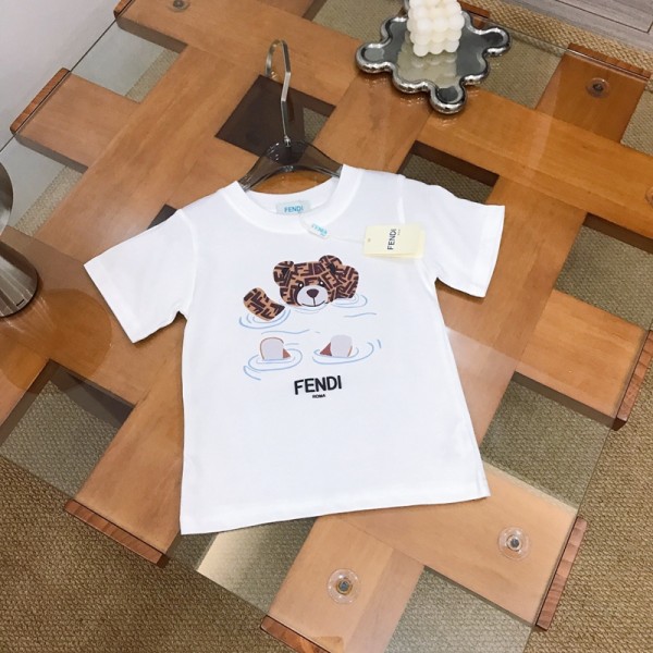 Fendi フェンディハイブランド 親子ペアルック tシャツ 親子 夏服 トップス コーデ 夏 半袖 親子 T-shirt 家族 お揃い tシャツ ママ パパ 男の子 女の子 キッズ tシャツ 子ども服 出産祝い