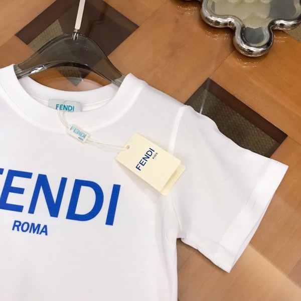 Fendi フェンディハイブランドペアルック tシャツ 親子 トップス コーデ 夏 半袖 シャツ 親子 T-shirt 家族 お揃い tシャツ ママ パパ 男の子 女の子 キッズ tシャツ 子ども服 出産祝い 記念日 プレゼント Tシャツ