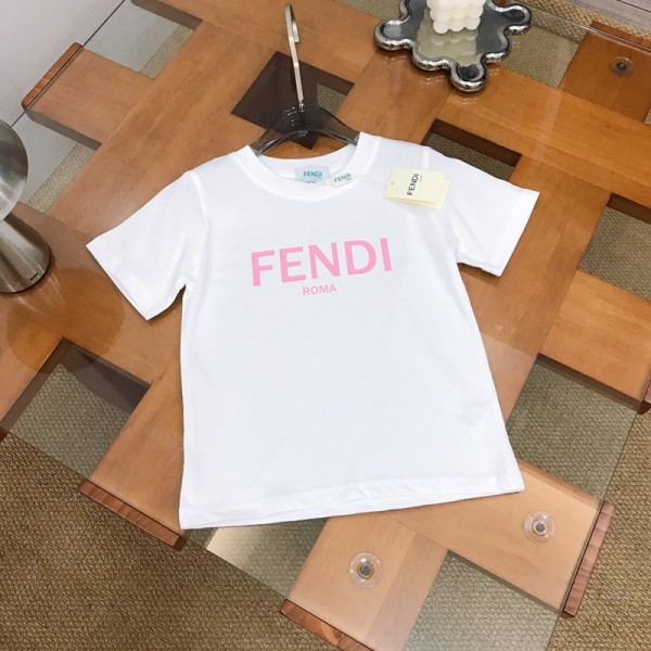 Fendi フェンディブランドペアルック tシャツ カップル 夏 メンズ tシャツ 半袖 レディース おしゃれ 子供トップス 夏服 tシャツ 可愛い 綿 カップル 親子服Ｔシャツ
