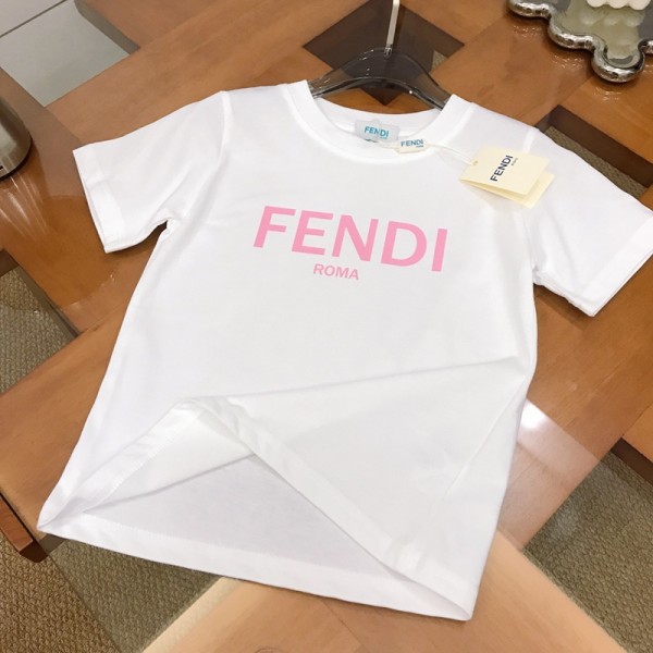 Fendi フェンディブランドペアルック tシャツ カップル 夏 メンズ tシャツ 半袖 レディース おしゃれ 子供トップス 夏服 tシャツ 可愛い 綿 カップル 親子服Ｔシャツ