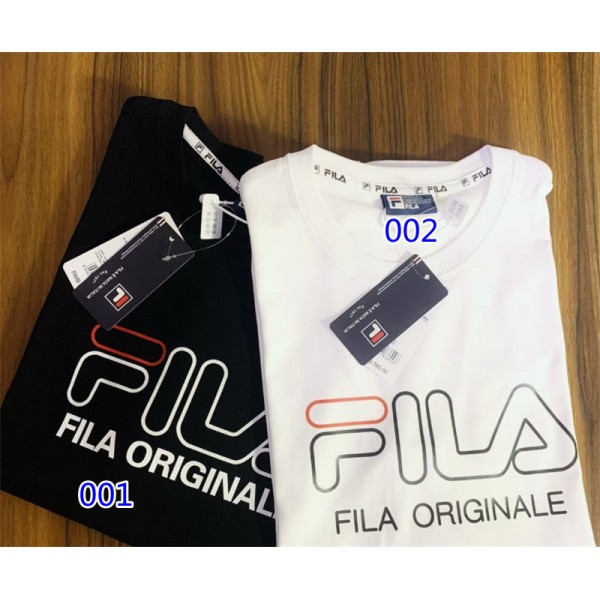 フィラ tシャツハイブランド FILA ホワイトブラック半袖 tシャツトップス シンプル 丸首コットン 肌に優しい tシャツ 上着 男女兼用