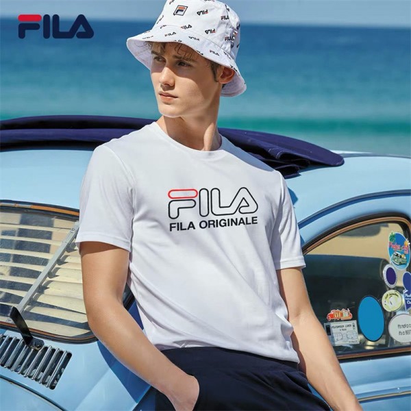 フィラ tシャツハイブランド FILA ホワイトブラック半袖 tシャツトップス シンプル 丸首コットン 肌に優しい tシャツ 上着 男女兼用