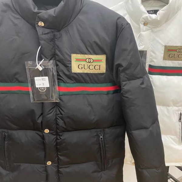 Gucciブランドダウンコート ジャケットファッション高品質メンズ ダウンジャケットパロディグッチ 防寒ファスナー アウターコート厚手 暖かい 防風 ジャケット