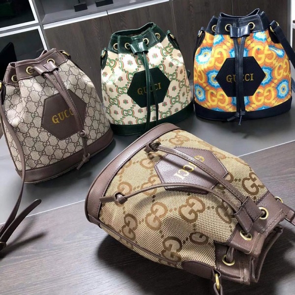 グッチハイブランドバケットバッグレディース向けファッション大容量 防水 耐用 ショルダーバッグ Gucci 筒型 引き紐付きバケットバッグ斜め掛け 肩がけ 通勤 出張