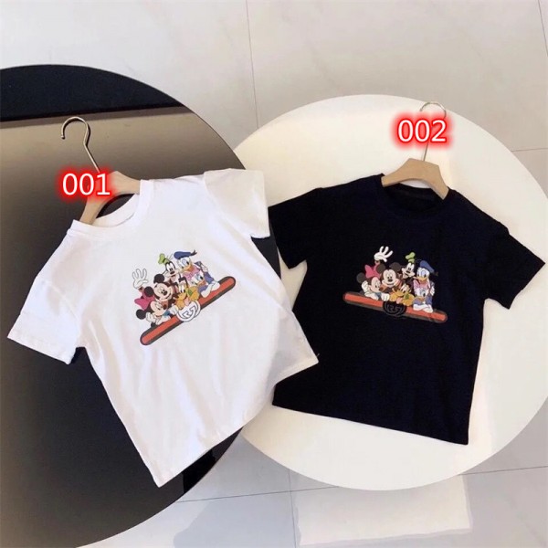 グッチブランドtシャツキッズ 子供服 かわいい ディズニー柄 半袖 Tシャツ コットン 肌に優しい 丸首 tシャツ女の子男の子ガールズ ボイ兼用 tシャツ