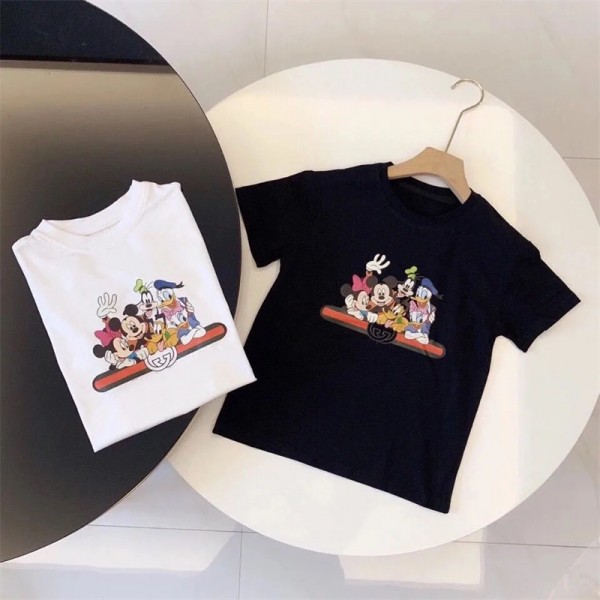 グッチブランドtシャツキッズ 子供服 かわいい ディズニー柄 半袖 Tシャツ コットン 肌に優しい 丸首 tシャツ女の子男の子ガールズ ボイ兼用 tシャツ