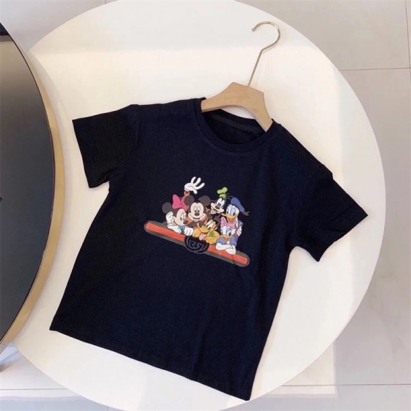 グッチブランドtシャツキッズ 子供服 かわいい ディズニー柄 半袖 Tシャツ コットン 肌に優しい 丸首 tシャツ女の子男の子ガールズ ボイ兼用 tシャツ