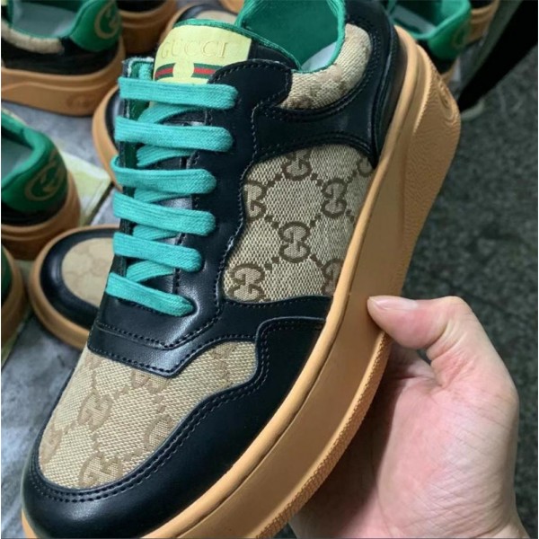 グッチブランド スニーカー レディースメンズ 人気 厚底 シューズ Gucci 定番ロゴ キャンバスとレザー パッチワーク カジュアル スポーツ靴 美脚 軽量 