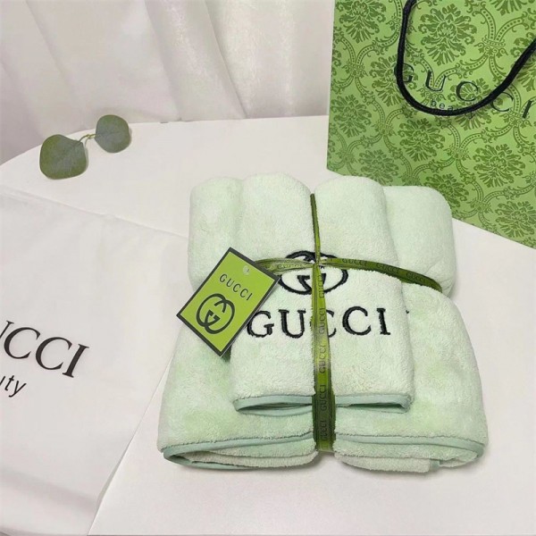 グッチブランド タオル バスタオル 2点セット Gucci シンプル 高品質 やわらか タオル 刺繍ロゴ 肌ざわりがいい 運動タオル 綿 吸水 快適 バスタオル