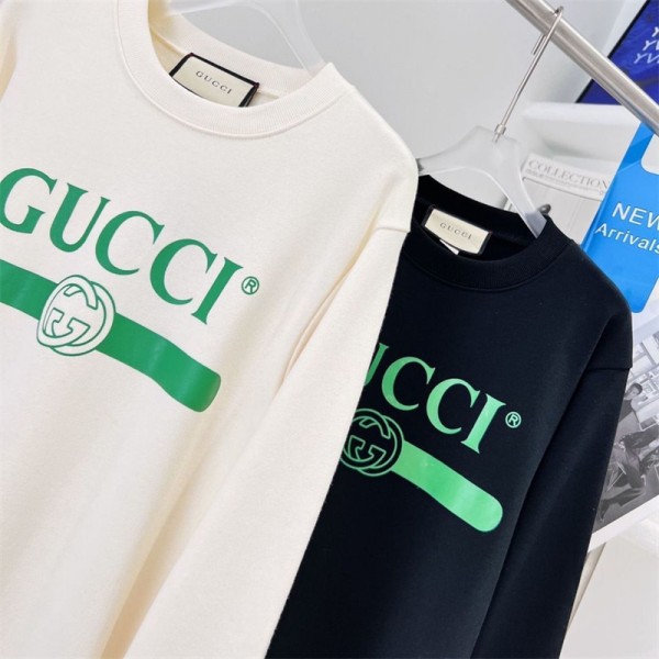 グッチ プルオーバーブランドGUCCI シンプル モノグラム 黒白 パーカー カジュアル ドロップショルダー人気 スウェット トレーナ 裏起毛 裏起毛なし春秋冬