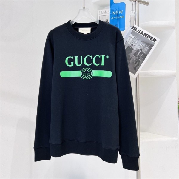 グッチ プルオーバーブランドGUCCI シンプル モノグラム 黒白 パーカー カジュアル ドロップショルダー人気 スウェット トレーナ 裏起毛 裏起毛なし春秋冬