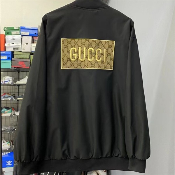 グッチ コートハイブランドGucci メンズ ブラック シンプル ジャケット 刺繍ロゴ スタイリッシュ 人気 コート 春秋