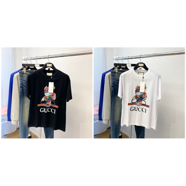 グッチ tシャツハイブランドGucci かわいい 夏 半袖 tシャツ レディースメンズ オーバーサイズ tシャツ 上着 カジュアル ゆったり tシャツ トップス