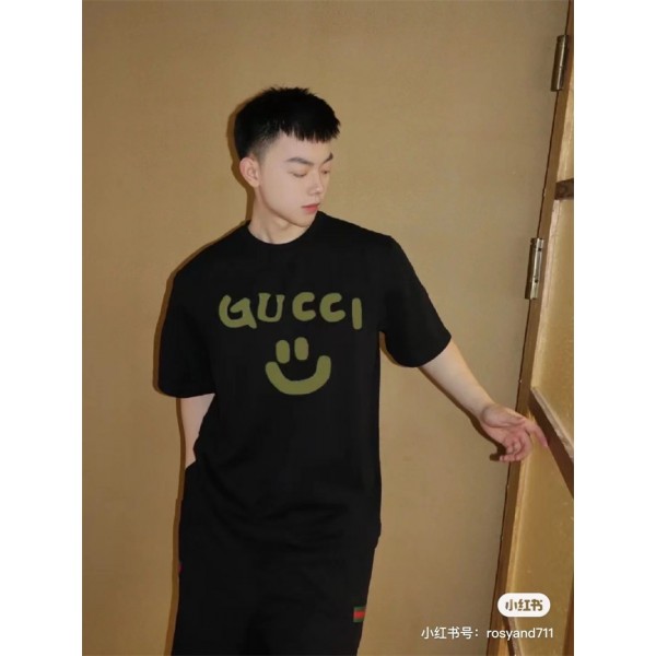 ブランドGucci グッチ半袖tシャツハイブランドtシャツ偽物レディースメンズブランドtシャツゆっとりおしゃれかわいい笑顔癒しオーバーサイズ20代 30代40代tシャツ 激安パロディ