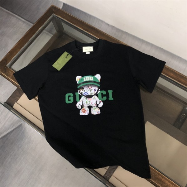 グッチブランドtシャツGUCCI かわいい 夏 半袖 tシャツ 上着 レディースメンズ人気 tシャツ コットン 着心地がよい tシャツ トップス