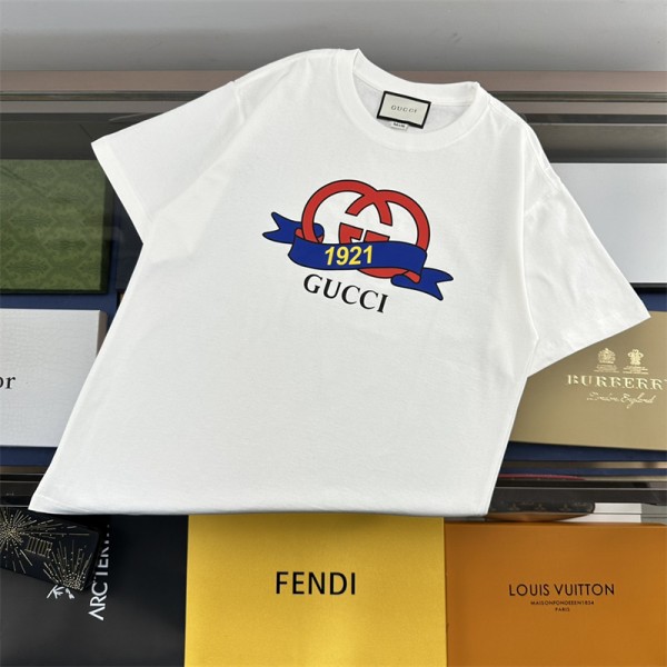 グッチブランドtシャツGUCCI かわいい 夏 半袖 tシャツ 上着 レディースメンズ人気 tシャツ コットン 着心地がよい tシャツ トップス