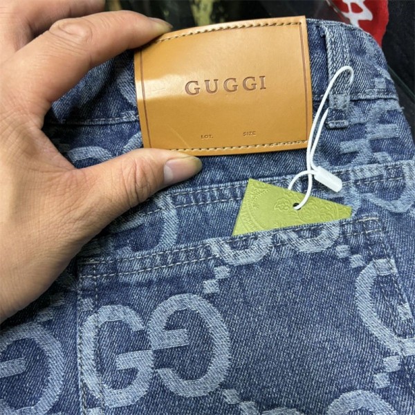 グッチ ジーンズ メンズ ウェストシェイプタック付 ブランドgucci ハイウェストデニム ルーズ ワイド デニムパンツ ジーパン レディース ゆったり 体型カバー 美脚 カジュアル