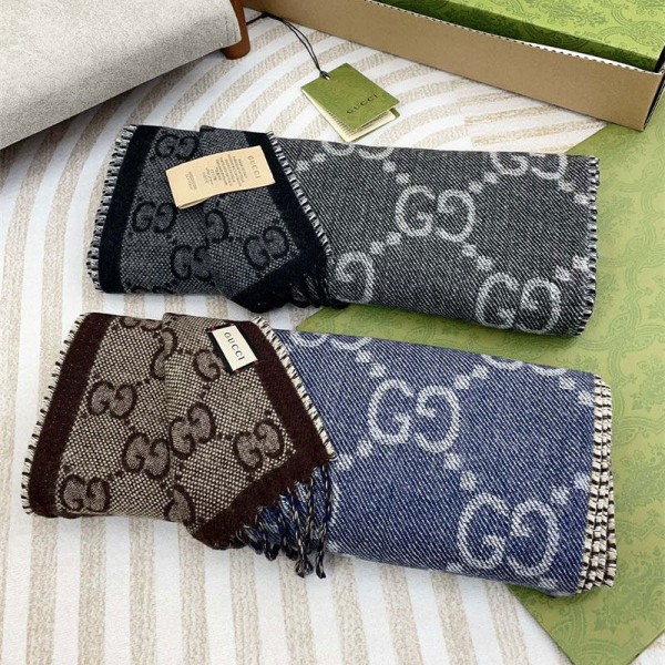 Gucci グッチハイブランド 秋冬マフラー メンズ GG柄 クリスマス リバーシブルショール プレゼント ストール レディース 男性マフラー 男女兼用 ひざ掛け 冬 人気 大判 ロング 厚手 防寒 暖かい