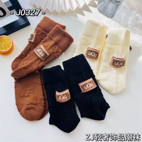 アグブランド ソックス 大人気コットン 靴下 メンズ 通気性ブランド UGG ミドルソックス 高品質ブランド厚手ソックス 男女兼用 ファッション 3足セット