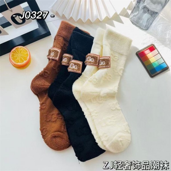 アグブランド ソックス 大人気コットン 靴下 メンズ 通気性ブランド UGG ミドルソックス 高品質ブランド厚手ソックス 男女兼用 ファッション 3足セット