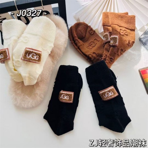 アグブランド ソックス 大人気コットン 靴下 メンズ 通気性ブランド UGG ミドルソックス 高品質ブランド厚手ソックス 男女兼用 ファッション 3足セット