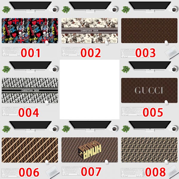 ブランドグッチ デスクマット マウス対応 レザー デスクマット FENDI 大型マウスパッド 裏面はスエード 70*30cm 滑り止め 厚さ 防水 防油 断熱 お手入れ簡単 オフィス 自宅用 装飾用 デスクパッド