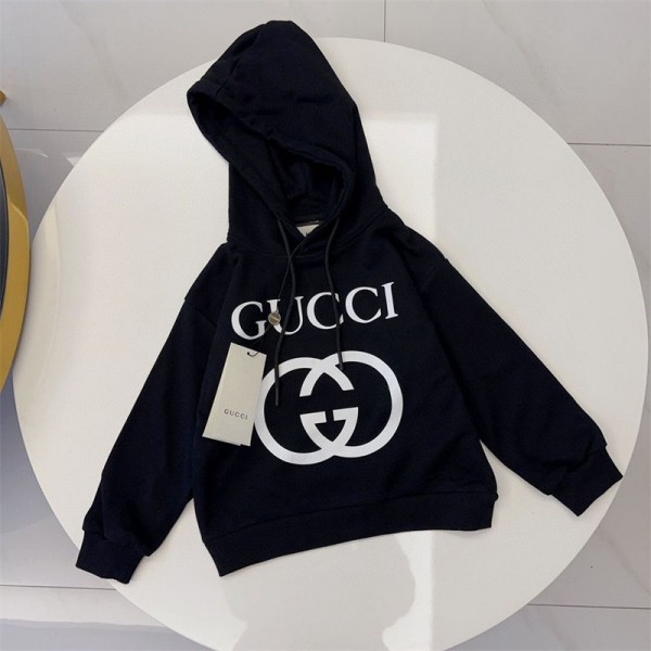Gucci グッチ ブランド子供 トレーナー スウェット パーカー 裏起毛 フード付き キッズ 長袖 トップス 黒いレックウ 黒 流行り おしゃれ 100 - 160cm
