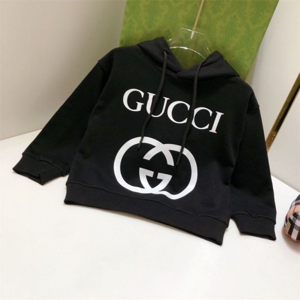 Gucci グッチ ブランド子供 トレーナー スウェット パーカー 裏起毛 フード付き キッズ 長袖 トップス 黒いレックウ 黒 流行り おしゃれ 100 - 160cm