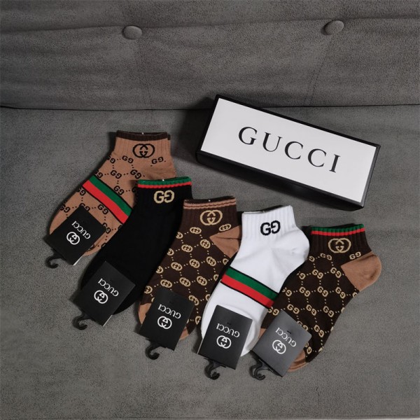 Gucci グッチハイブランド ソックス 綿製ブランド ストッキング 大人気コットン 靴下 メンズ 通気性ブランドミドルソックス 高品質