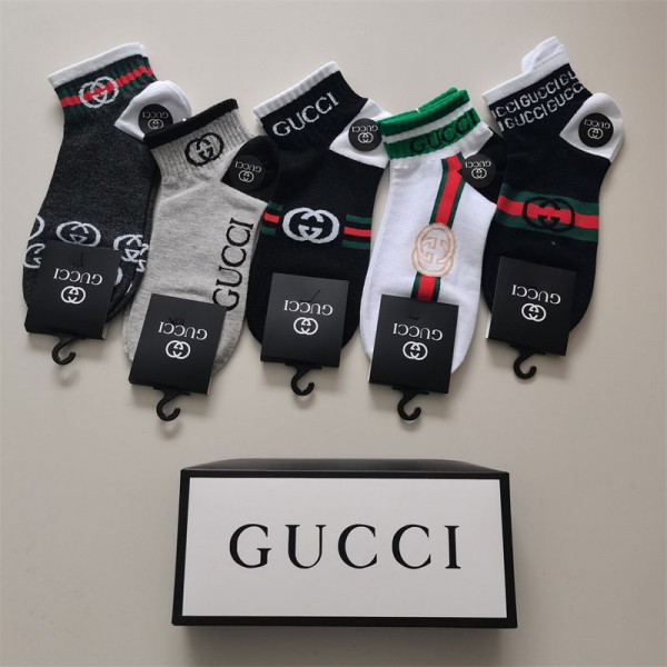 Gucci グッチレディース向け 靴下 かわいいブランドソックス 5足セット 大人気浅口ソックス 女の子好き 韓国ブランドソックス 男女兼用 ファッション