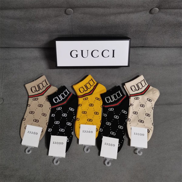 Gucci グッチハイブランド ソックス 綿製レディース向け 靴下 かわいいコットン 靴下 メンズ 通気性上質な コットン ソックス くつした