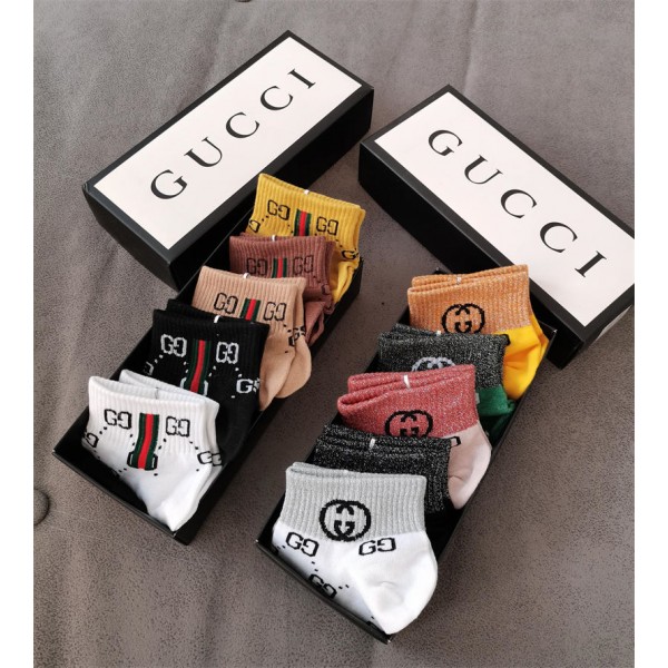 Gucci グッチレディース向け 靴下 かわいいブランド ストッキング 大人気コットン 靴下 メンズ 通気性浅口ソックス 女の子好き 韓国