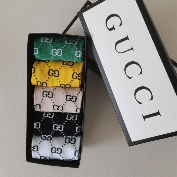 Gucci グッチレディース向け 靴下 かわいいコットン 靴下 メンズ 通気性浅口ソックス 女の子好き 韓国上質な コットン ソックス くつした5足セット