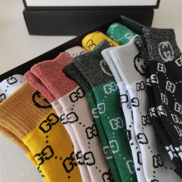 Gucci グッチレディース向け 靴下 かわいいコットン 靴下 メンズ 通気性浅口ソックス 女の子好き 韓国上質な コットン ソックス くつした5足セット
