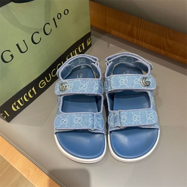 Gucci グッチブランドサンダル スポーツ 歩きやすい 履きやすい 厚底 ヒール マジック テープ スポサン アウトドア おしゃれ ホワイト ブラック 春 夏 レディース 225~260cm