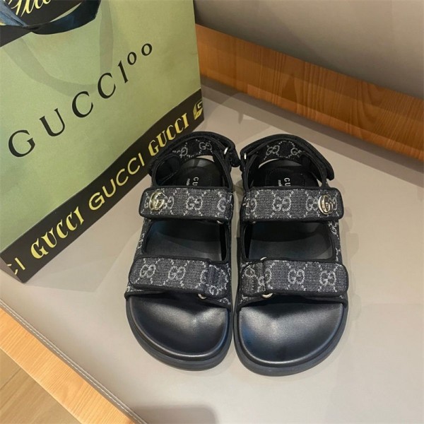 Gucci グッチブランドサンダル スポーツ 歩きやすい 履きやすい 厚底 ヒール マジック テープ スポサン アウトドア おしゃれ ホワイト ブラック 春 夏 レディース 225~260cm