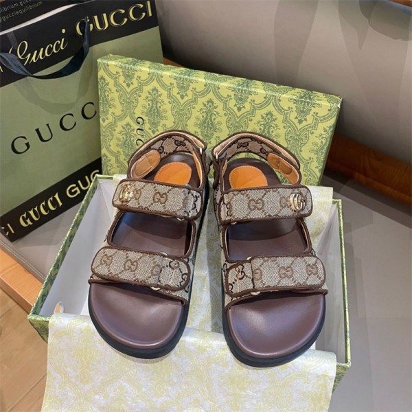 Gucci グッチブランドサンダル スポーツ 歩きやすい 履きやすい 厚底 ヒール マジック テープ スポサン アウトドア おしゃれ ホワイト ブラック 春 夏 レディース 225~260cm