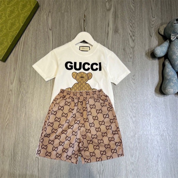 Gucci グッチブランド子供服 男の子 セットアップ 夏服 半袖 Tシャツ ハーフパンツ 半ズボン 上下セット 子供 ジャージ 上下セット カジュアル 韓国 お洒落 男の子 半袖スウェット 90 - 160cm