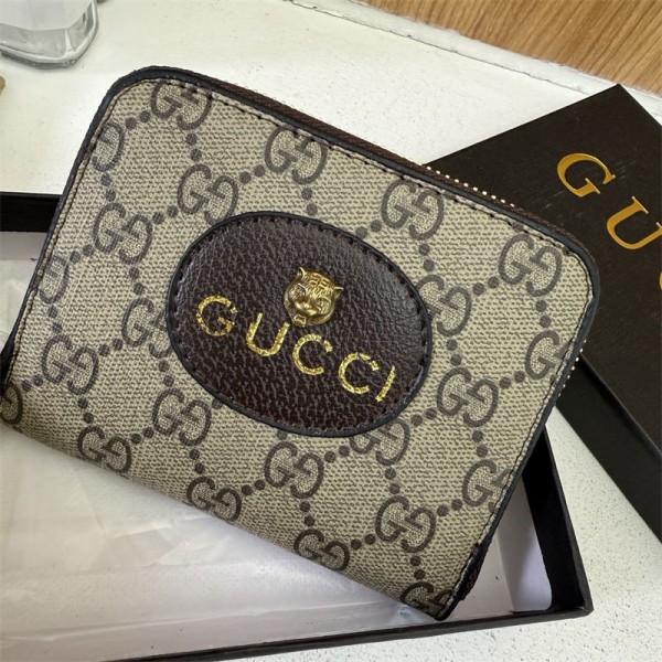 Fendi フェンディブランドファスナー 財布 レディース メンズ 薄型 ミニ財布 小さい財布 ウォレット財布 スリム コンパクト 小銭入れ コインケース PU革 イタリアンレザー グレージュ