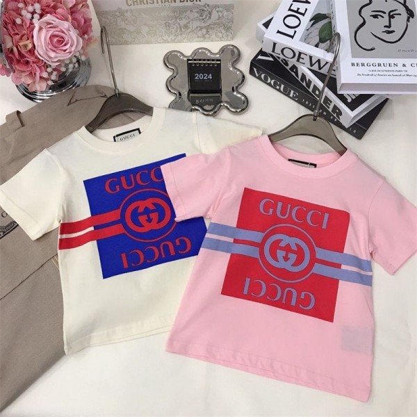 Gucci グッチハイブランド 子供Tシャツ 半袖 キッズ 子供服 ベビー 男の子 女の子 ユニセックス 綿 コットン 100% カットソー トップス 保育園 幼稚園 お着替え 夏服90 - 160cm