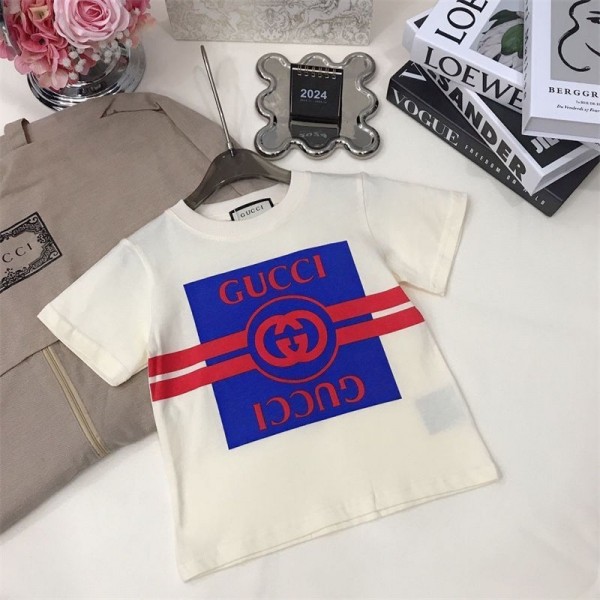 Gucci グッチハイブランド 子供Tシャツ 半袖 キッズ 子供服 ベビー 男の子 女の子 ユニセックス 綿 コットン 100% カットソー トップス 保育園 幼稚園 お着替え 夏服90 - 160cm
