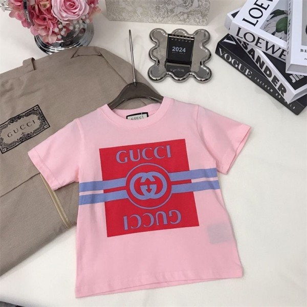 Gucci グッチハイブランド 子供Tシャツ 半袖 キッズ 子供服 ベビー 男の子 女の子 ユニセックス 綿 コットン 100% カットソー トップス 保育園 幼稚園 お着替え 夏服90 - 160cm