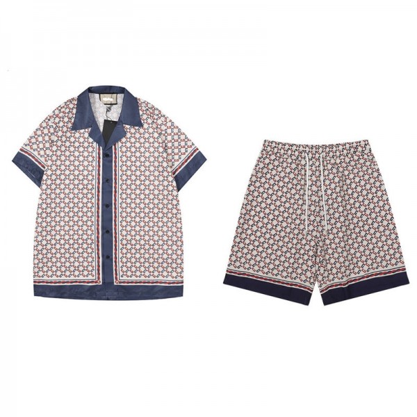 Gucci グッチハイブランド半袖シャツ メンズ 上下セット 夏 セットアップ S - 5XL 半袖 ハーフパンツ カジュアル 大きいサイズ トップス ショットパンツ 通気性 薄手 涼しい 吸汗速乾 おしゃれ 2点セット アウター メンズ 夏服