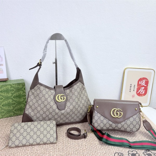 Gucci グッチブランドショルダーバッグ女性斜め掛けカバンハイブランド肩掛けバッグ 3点セット ブランド手持ちバッグ鞄